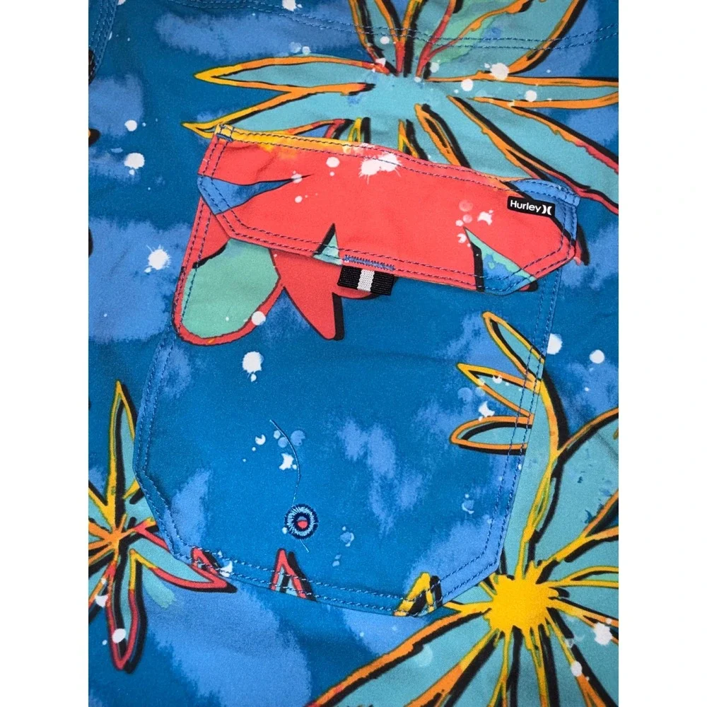 Hurley Phantom Board Shorts Mens 31 Blue Floral Tropical‎ Swim Trunks 9 Inseam